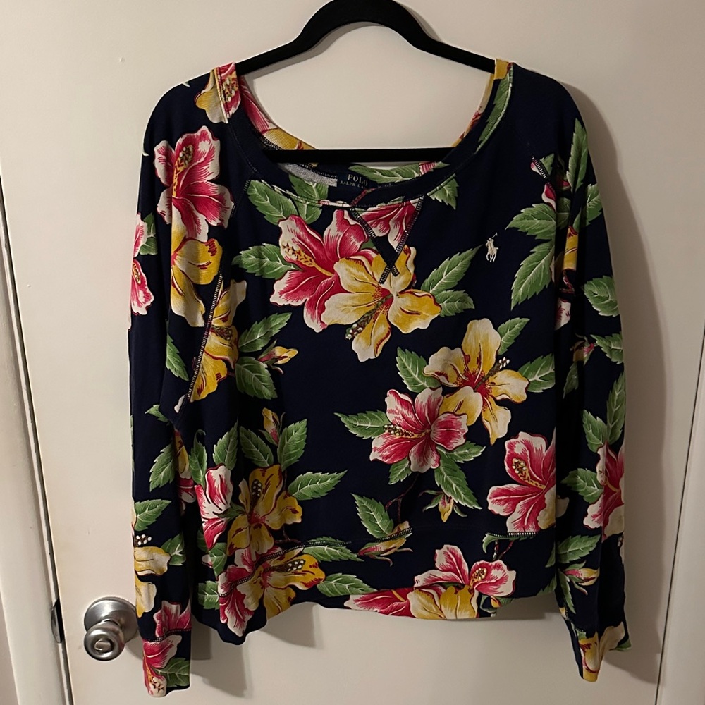 Polo by Ralph Lauren Floral Sweatshirt & Shorts set in Navy with Pink and Yellow
